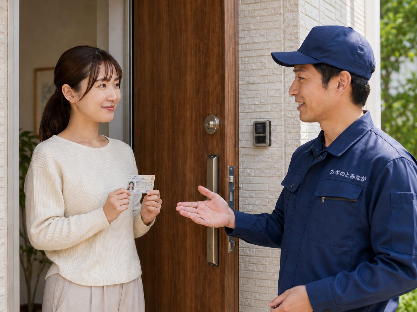 鍵開け作業前の本人確認と事前説明のイメージ
