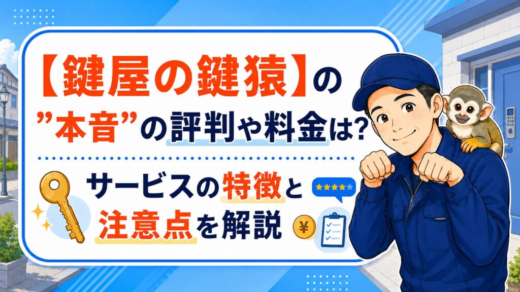 【鍵屋の鍵猿】の”本音”の評判や料金は？サービスの特徴と注意点を解説