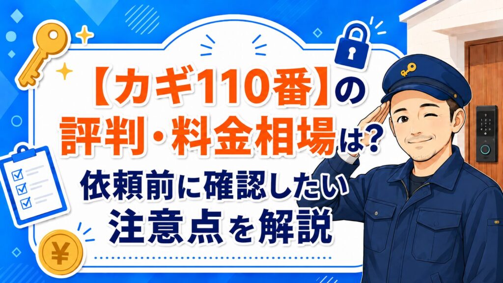 カギ110番の評判・料金相場は？依頼前に確認したい注意点を解説
