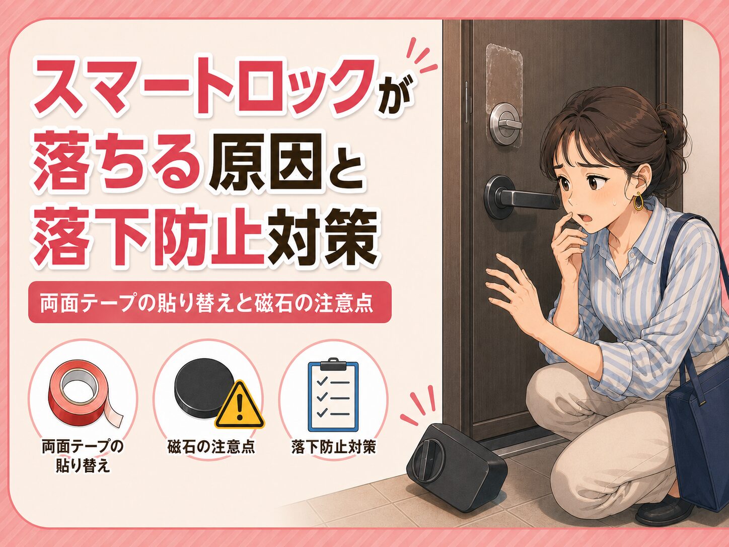 スマートロックが落ちる原因と落下防止対策｜両面テープの貼り替えと磁石の注意点