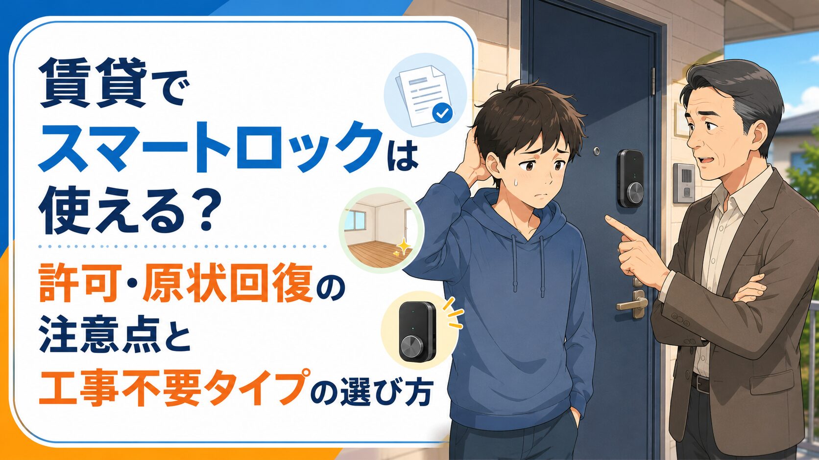 賃貸でスマートロックは使える？許可・原状回復の注意点と工事不要タイプの選び方